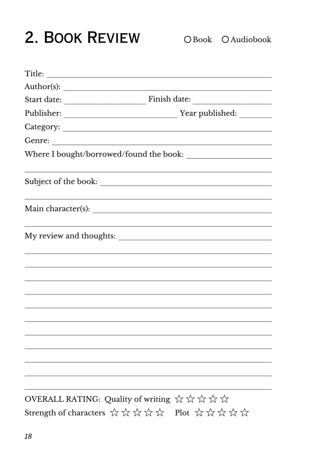 Reading Journal for Book Lovers