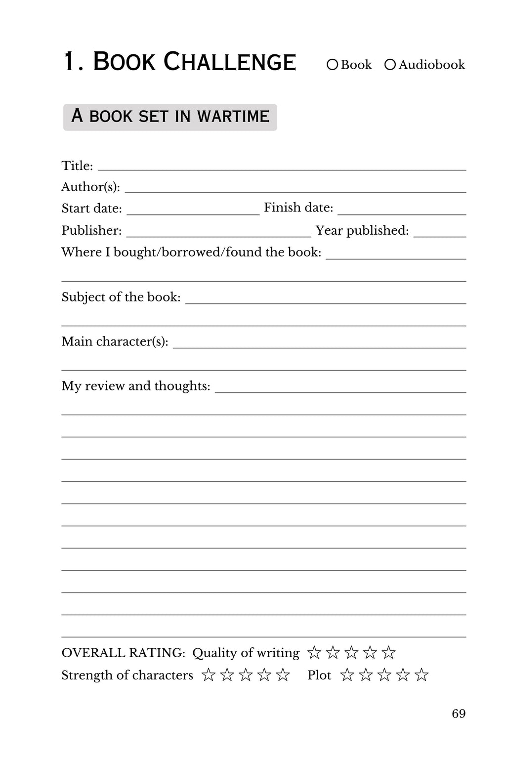 Reading Journal for Book Lovers