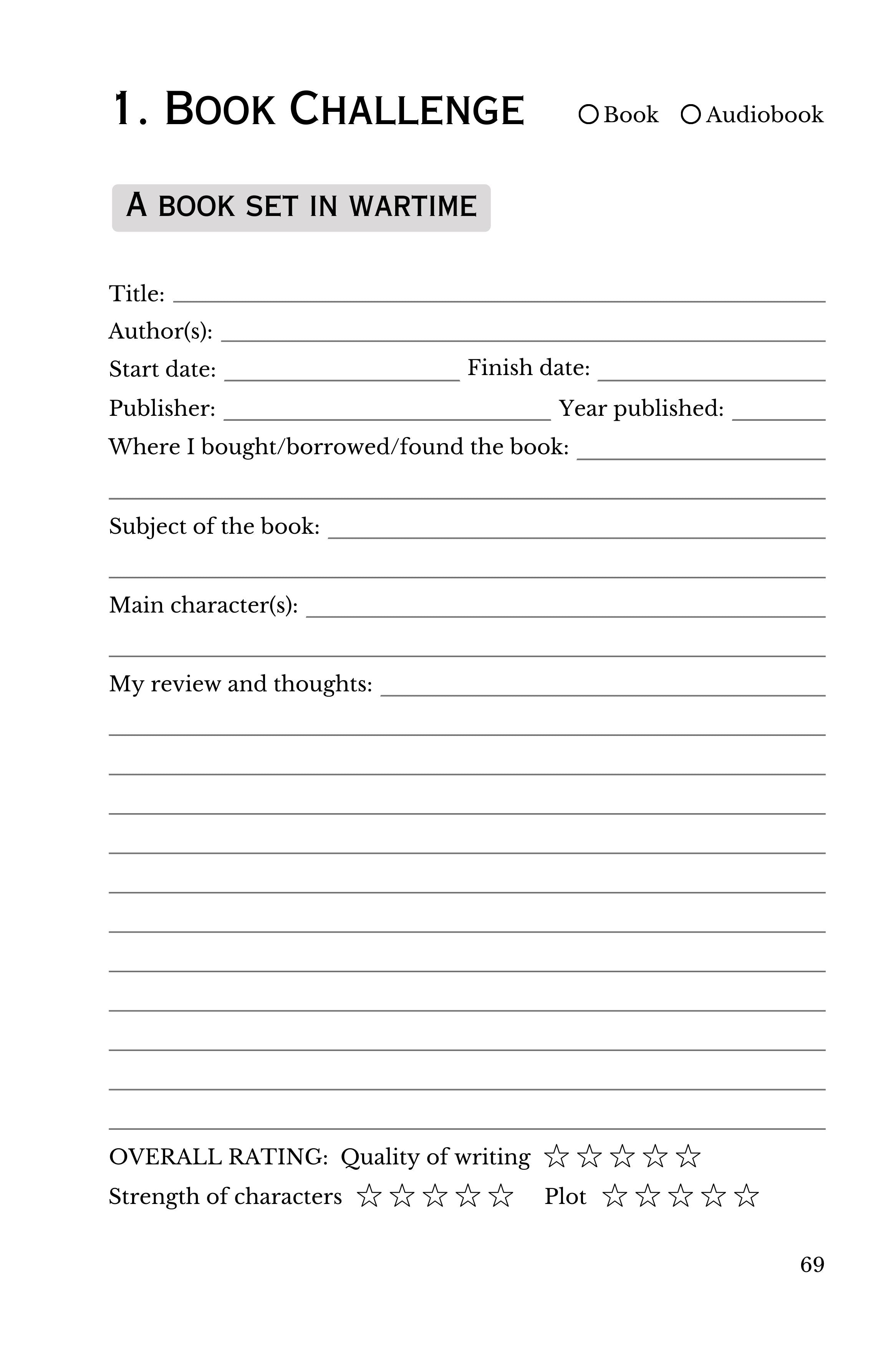 Reading Journal for Book Lovers