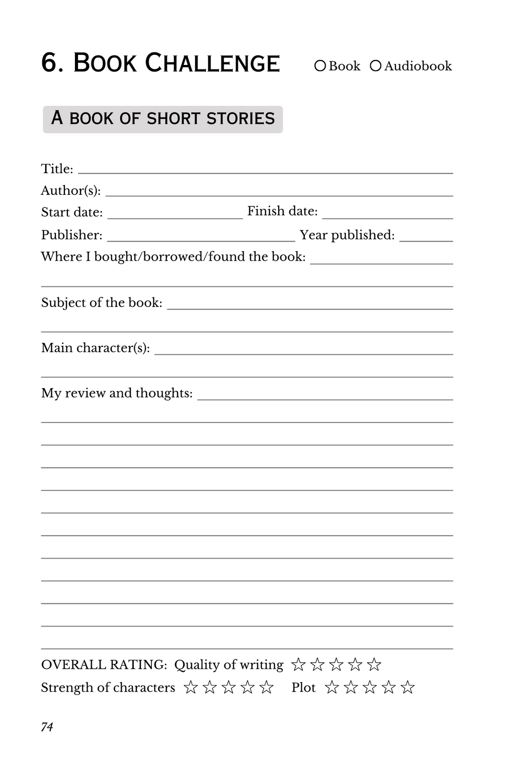 Reading Journal for Book Lovers