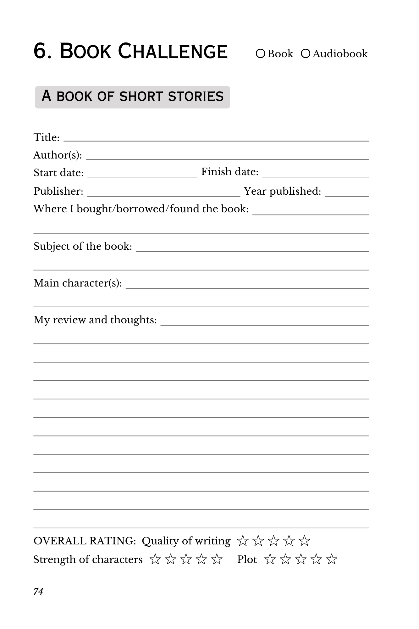 Reading Journal for Book Lovers