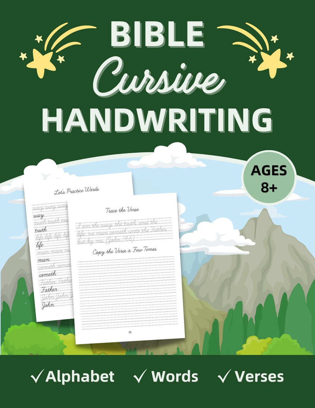 Bible Cursive Handwriting: Alphabet, Words, Verses for Ages 8+
