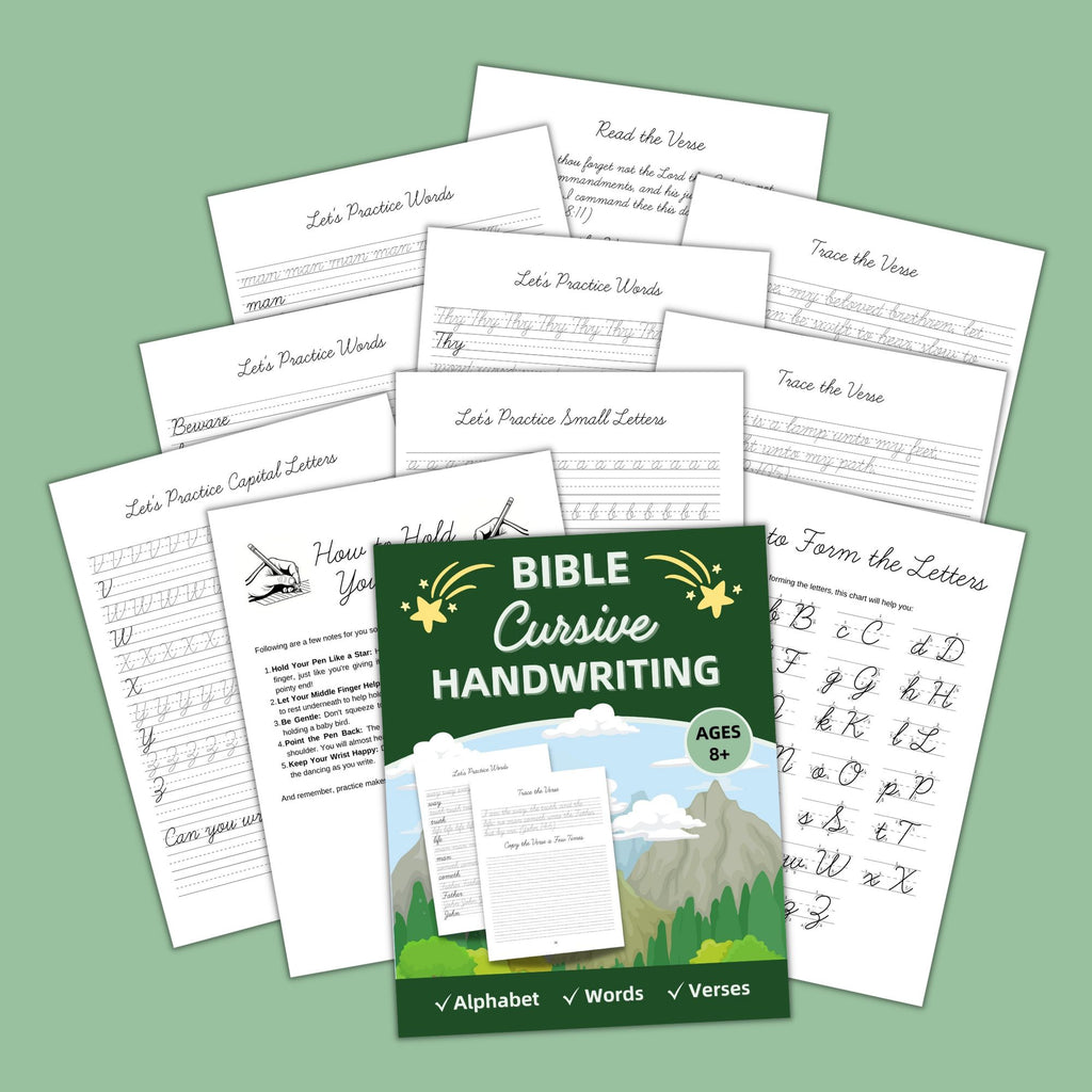 Bible Cursive Handwriting: Alphabet, Words, Verses for Ages 8+