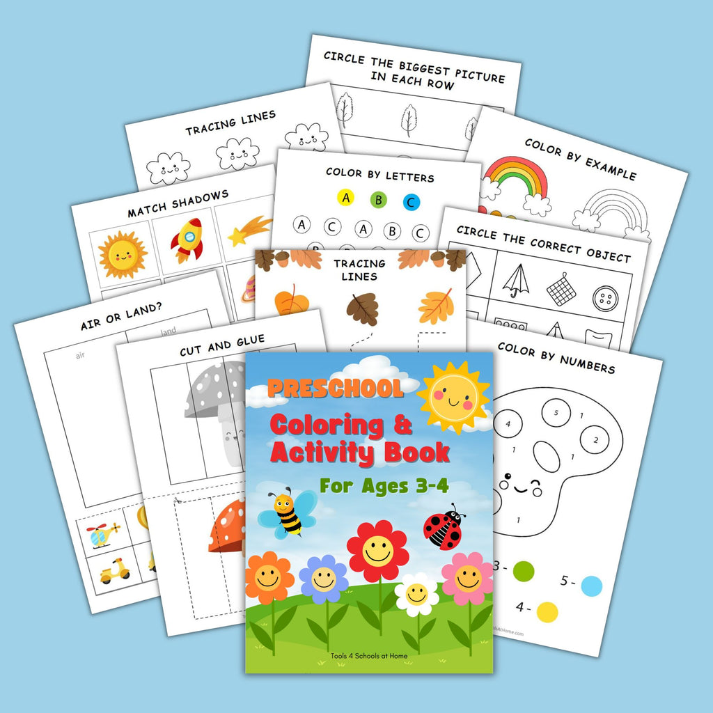 Preschool Coloring and Activity Book for Ages 3-4